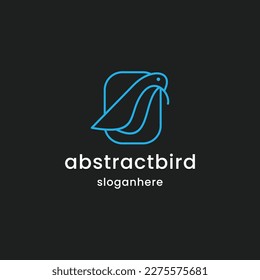 Abstract bird logo vector line outline monoline art icon