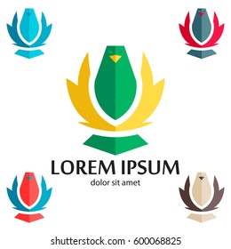Abstract bird lowercase flat logo design template. Colorful media icon. Vision Logotype concept idea.