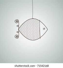 Abstract bird from metal wire. Vector illustration