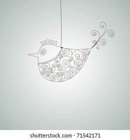 Abstract Bird From Metal Wire. Vector Illustration