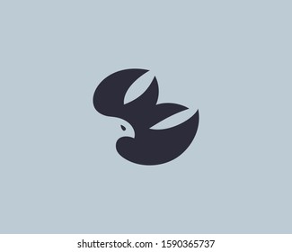 Abstract bird negative space premium logo icon design modern minimal style illustration. Eagle falcon hawk vector emblem sign symbol mark logotype