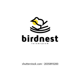 Abstract bird nest iconic logo design vector