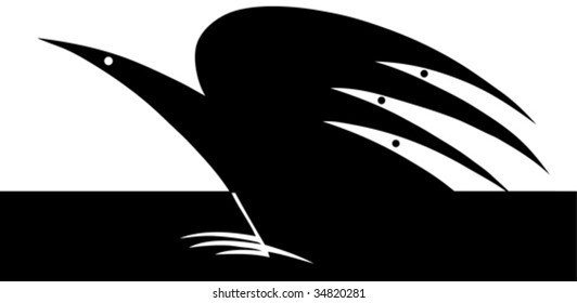 Abstract bird and the nestlings appearing as a counter-form