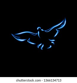 Abstract bird on black background. Vector.