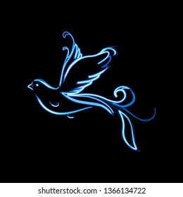 Abstract bird on black background. Vector.