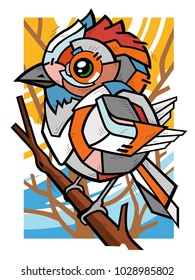 Abstract Bird on a branch