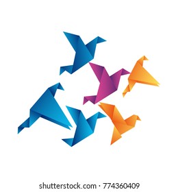 Abstract Bird Origami Flying. Vector Illustration.