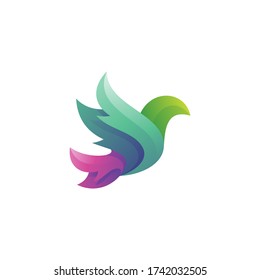 Abstract Bird Pigeon Dove Wing Feather with Gradient Color Style