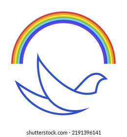 Abstract bird rainbow, vector icon logo art
