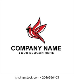 abstract bird red logo vector
