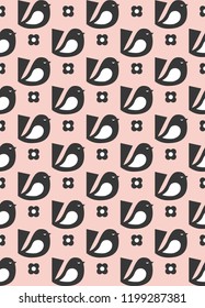 Abstract bird seamless pattern. Nordic style. Vector illustration.