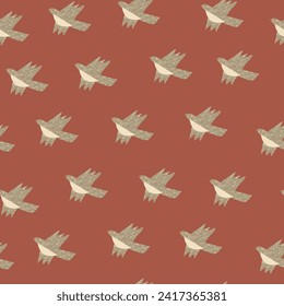 Abstract bird shape seamless pattern. Flat vector bird animal pattern.