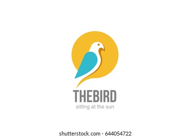 Abstract Bird sitting on Sun Logo design vector template.
Eagle Falcon Dove Pigeon Logotype concept icon