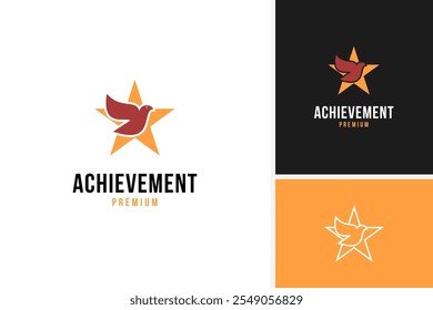 Abstract bird and star logo design for achievements and goals template vector illustration