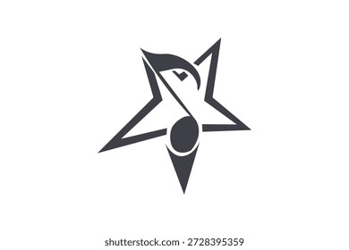 Icono Abstractas del logotipo de la estrella del pájaro en estilo monocromático minimalista.