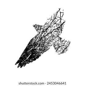 Abstract bird with tree branches. Not AI, Vector illustration.