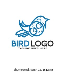 abstract bird vector, animal technology symbol, modern logo for business, media and industry