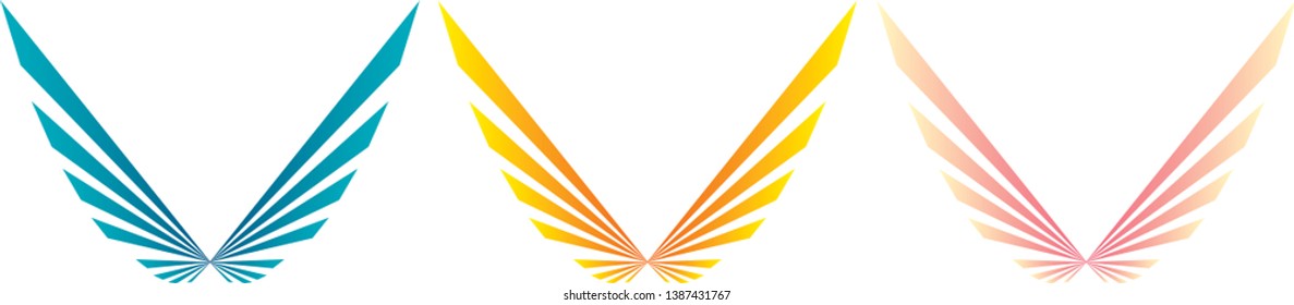 ABSTRACT BIRD VECTOR ICON THREE COLOR VARIATIONS GRADIENTS TROPICAL EXOTIC