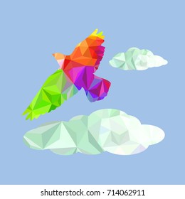 Abstract birds from colored triangles. Vector