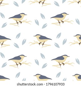 Abstract Birds Foliage Illustration, Seamless Pattern, Vector Illustration EPS 10.