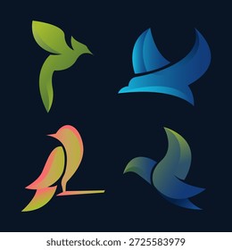 Paket mit abstrakten Birds-Logos. Für Esport oder Aviary Logo.