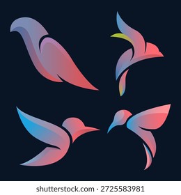 Paket mit abstrakten Birds-Logos. Für Esport oder Aviary Logo.