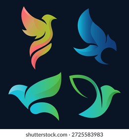Paket mit abstrakten Birds-Logos. Für Esport oder Aviary Logo.