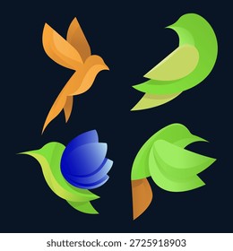 Plantilla de Paquete de logotipo de aves Abstractas. Para el logotipo de Esport o Aviary.