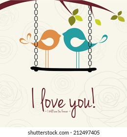 abstract birds in love on a special background