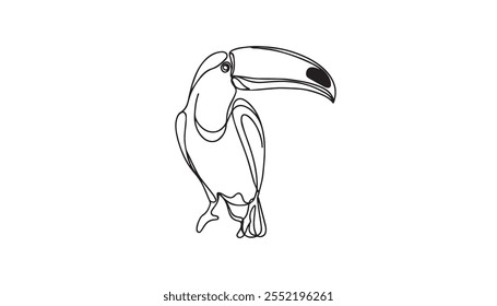 Abstract birds on branches continuous one line drawing