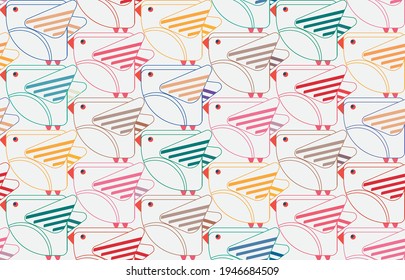 abstract birds with stripes seamless pattern