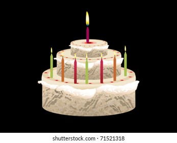 abstract birthday cake with candles vector illustration