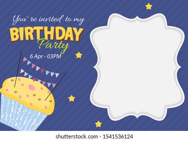 Abstract Birthday Party Invitation with Empty Place for Photo. Vector Illustration EPS10