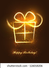 Abstract birthday present made of sparkling lines and flashes. EPS10 vector. svg
