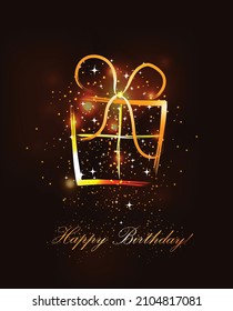 Abstract birthday present made of sparkling lines and flashes.