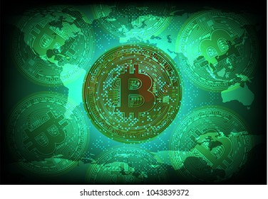 abstract bitcoin background vector illustration business money digital bule circle technology