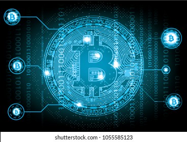 abstract bitcoin background vector illustration business money digital bule circle technology