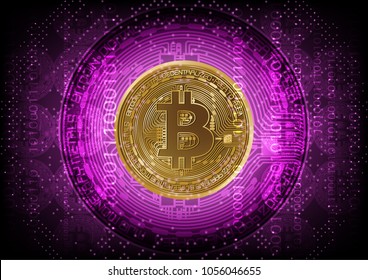 abstract bitcoin background vector illustration business money digital purple circle technology