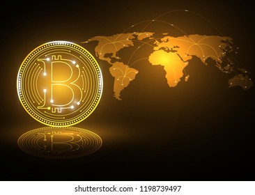 abstract bitcoin  currency network  gold background
