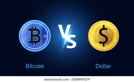 Abstract Bitcoin and Dollar Concept Asset Investment Decisions, Risk Distributions, Safe Havens, of Investors.
Investments in the form of VS