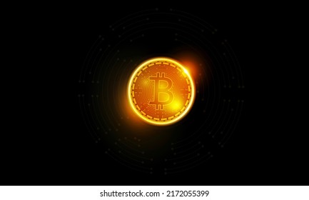 Abstract Bitcoin in futuristic Light out technology background Hitech communication concept innovation background, vector design