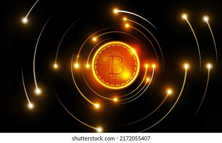 Abstract Bitcoin in futuristic Light out technology background Hitech communication concept innovation background, vector design