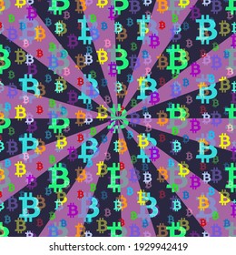 An abstract bitcoin symbol burst background image.