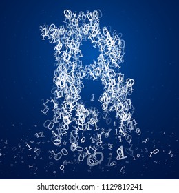 Abstract bitcoin visualization. Big data code representation. The collapse of the cryptocurrency.