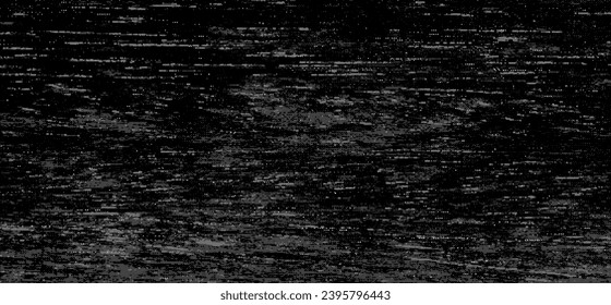 Abstract bitmap glitch grunge texture. Dark retro VHS screen with flickering. Old analog TV with pixel dither effect. Vector background