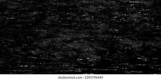 Abstract bitmap glitch grunge texture. Dark retro VHS screen with flickering. Old analog TV with pixel dither effect. Vector background
