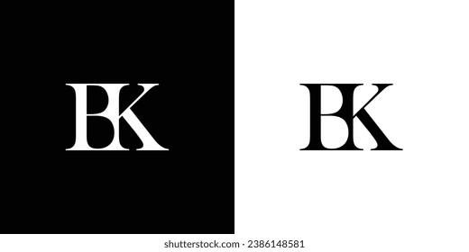 Abstract BK letter design logo logotype icon concept with a serif font and classic elegant style look vector illustration.