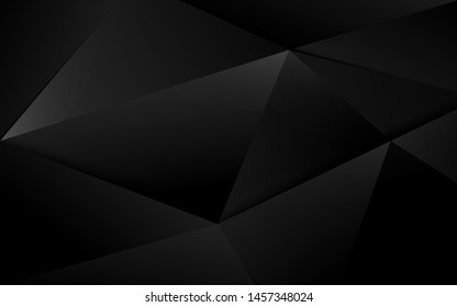 Abstract black 3d chaotic polygonal surface background. Illustration vector