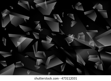 Abstract black 3d explosion. Broken Glass. Vector illustration