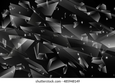 Abstract black 3d explosion. Broken Glass. Vector illustration